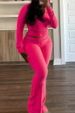 Yellow Casual Hooded Long Sleeve Pocket Zipper Crop Jackets And Flare Leg Pants Two Pieces Jogger Sets