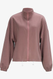 Pink Casual Zipper Collar Long Sleeve Winter Fall Jackets