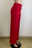 Black Casual Solid Color Pocket Zipper Patchwork Loose High Waist Wide Leg Patchwork Bottoms