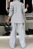 Black Casual Stripe Print Turn-back Collar Long Sleeve Blazer Jackets And Wide Leg Sweatpants Formal Office Lady Two Pieces Suit Sets