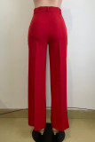 Black Casual Solid Color Pocket Zipper Patchwork Loose High Waist Wide Leg Patchwork Bottoms