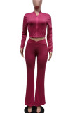 Black Casual Zipper Collar Long Sleeve Crop Jackets And Flare Leg Sweatpants Sportwear Two Pieces Jogger Sets