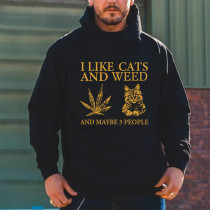 Black I Like Cats And Maybe 3 People Print Men's Hoodie Sweatshirt
