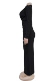 Burgundy Casual Deep V Neck Long Sleeve Front Slit Ruched Formal Evening Party Bodycon Maxi Dresses