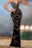 Black Sequins Backless Zipper Strapless Long Formal Evening Party Bodycon Maxi Dresses