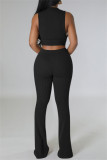 Light Green Casual O Neck Sleeveless Tank Crop Tops And Pants Two Pieces Trouser Sets