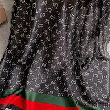 Black Daily Letters Print Silk Head Scarf