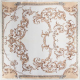 White Daily Floral Print Silk Head Scarf