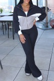 Grey Casual Zipper Collar Long Sleeve Jackets And Sweatpants Sportwear Two Pieces Jogger Sets