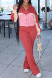 Grey Casual Zipper Collar Long Sleeve Jackets And Sweatpants Sportwear Two Pieces Jogger Sets