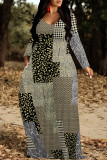 Purple Casual Vacation Colorblock Plaid Ombre Print Pocket Contrast V Neck Printed Dresses