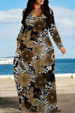Multicolor Casual Street Floral Print Pocket Contrast V Neck Printed Dresses