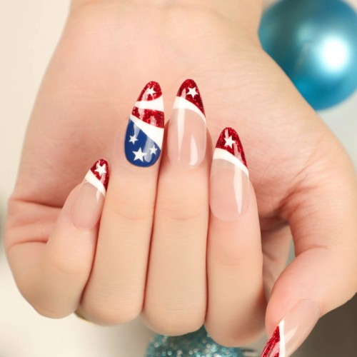 Blue Red Casual Daily The stars Contrast Nail Paste