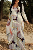 Multicolor Casual Street Floral Print Pocket Contrast V Neck Printed Dresses