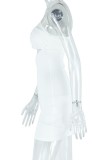 White Sexy Hot Solid Color Patchwork Backless Oblique Collar Wrapped Skirt Dresses