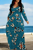 Multicolor Casual Street Floral Print Pocket Contrast V Neck Printed Dresses