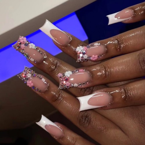 White Daily Patchwork Rhinestone Nail Paste