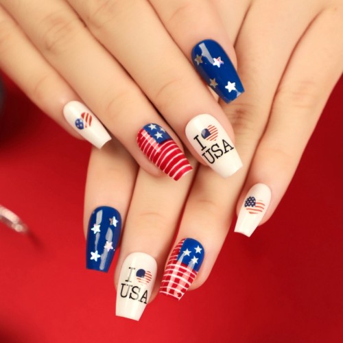Multicolor Casual Daily The stars American Flag Letters Nail Paste