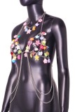 Multicolor Sexy Patchwork Chains Backless Accessories