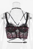 Black Sexy Patchwork Backless Spaghetti Strap Tops