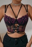 Black Sexy Patchwork Backless Spaghetti Strap Tops