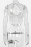 White Sexy Solid Color Hollow Out See-Through Half A Turtleneck Tops