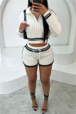 Milky Casual Patchwork Contrast Zipper Collar Long Sleeve Two Pieces