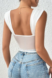 Blue Sexy Flowers Lace Strap Design Contrast V Neck Tops