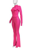 Coffee Long Sleeve Zipper Top and Skinny Pant Activewear Two Piece Sweatpant Set for Fitness