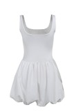 Black Casual Solid Color Basic U Neck Vest Dresses