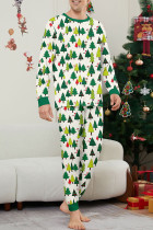 Green Daily Print Patchwork Contrast Christmas Day Sleepwear
