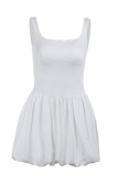 Black Casual Solid Color Basic U Neck Vest Dresses