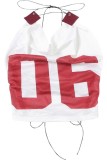 White Sexy Hot Print Patchwork Backless Cross Straps Spaghetti Strap Tops