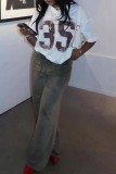 Milky Casual Digital Print Basic V Neck T-Shirts