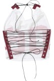 White Sexy Hot Print Patchwork Backless Cross Straps Spaghetti Strap Tops