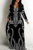 Light Pink Casual Street Floral Print Pocket Contrast V Neck Printed Dresses
