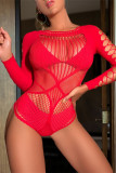 Red Sexy Solid Hollowed Out See-through Lingerie