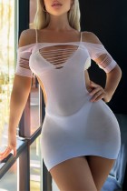 Powder Blue Sexy Hot Gradient Ripped Hollow Out Backless Lingerie