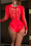 Red Sexy Solid Hollowed Out See-through Lingerie