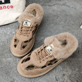 Dark Khaki Casual Patchwork Frenulum Round Keep Warm Comfortable Shoes