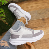 Grey Casual Sportswear Patchwork Belted Round Comfortable Out Door Sport Shoes