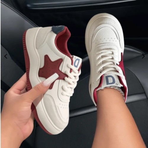 Red Casual Patchwork Contrast Round Out Door Shoes