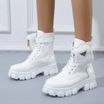 White Daily Cross Straps Closed Leather Shoes