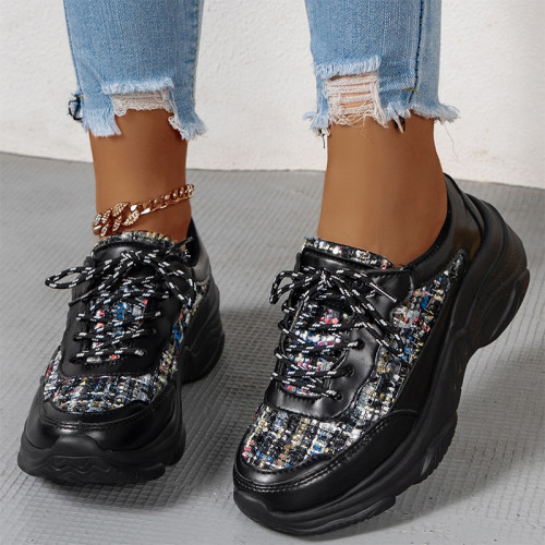Black Casual Cross Straps Closed Sport Shoes