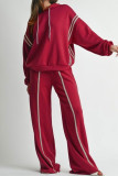 Khaki Casual Sportswear Daily Solid Color Draw String Hooded Long Sleeve Two Pieces