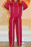 Khaki Casual Sportswear Daily Solid Color Draw String Hooded Long Sleeve Two Pieces