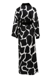 Black Casual Living Geometric Print Bandage Sleepwear