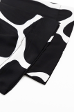 Black Casual Living Geometric Print Bandage Sleepwear