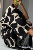 Black Casual Living Geometric Print Bandage Sleepwear