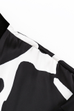 Black Casual Living Geometric Print Bandage Sleepwear